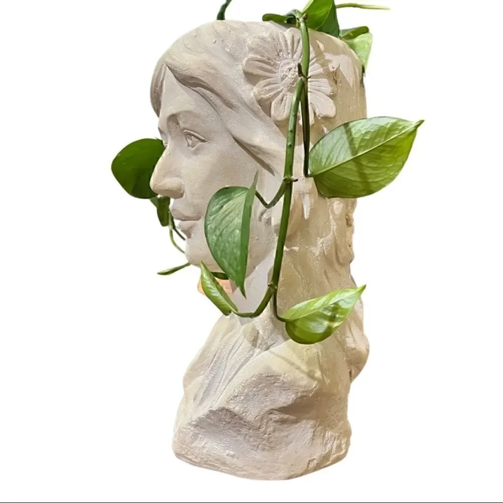 Beautiful Lady Planter Resin Plaster Large Size at 13” Perfect for your Monstera